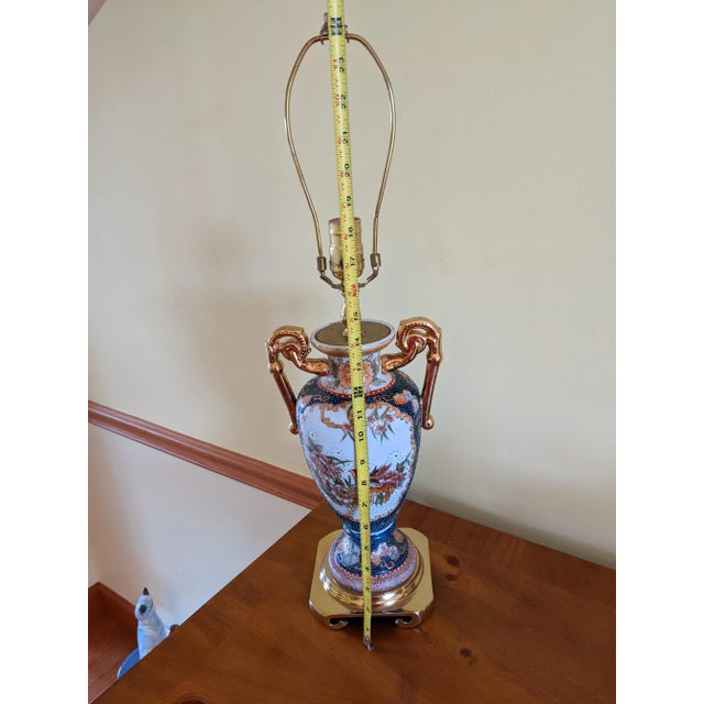 1960s Moriage Satsuma Style Lamp With Gold Pagoda Base For Sale - Image 10 of 13