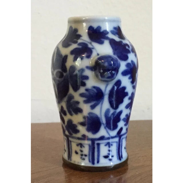 Small 19th Century Chinese Blue & White Meiping Porcelain Vase with Lion Mask Handles For Sale In New York - Image 6 of 11
