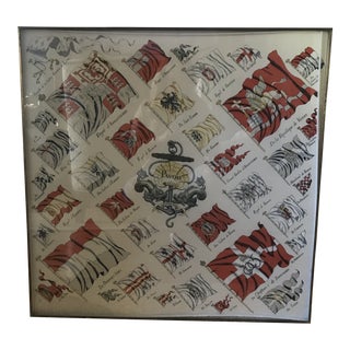Vintage Framed Hermes Scarf Museum Quality Framing For Sale