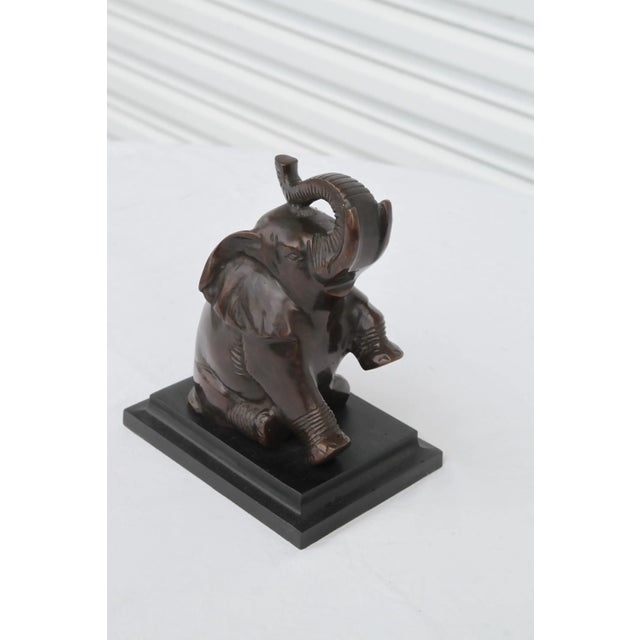 Bronze VTG Pair of Bronze Art Deco Baby Elephant Book Ends For Sale - Image 8 of 16