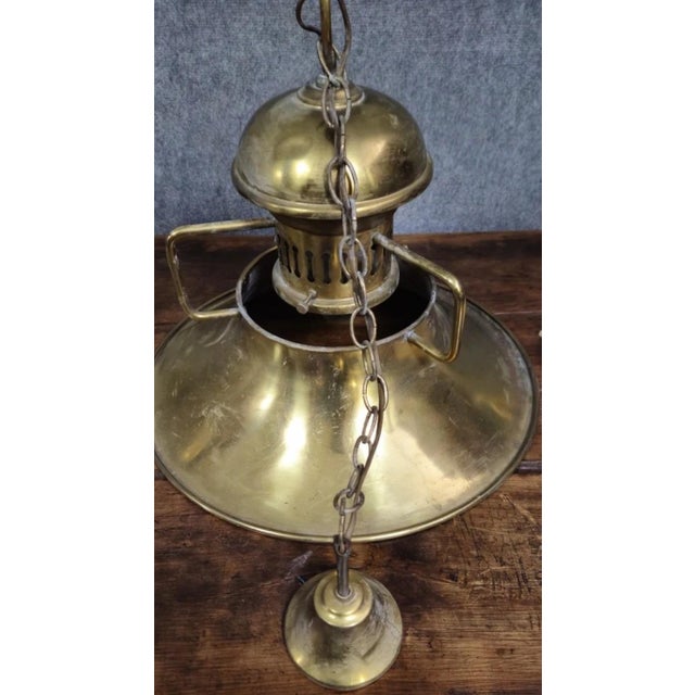 Antique Marine Suspension Lamps in Gilt Brass, 1890s-1910s, Set of 2 For Sale - Image 5 of 11