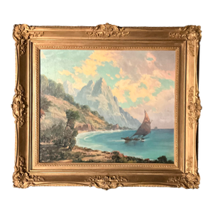 Hawaii Painting by Joseph Frey Signed Oil on Canvas Sailing Kauai North Shore