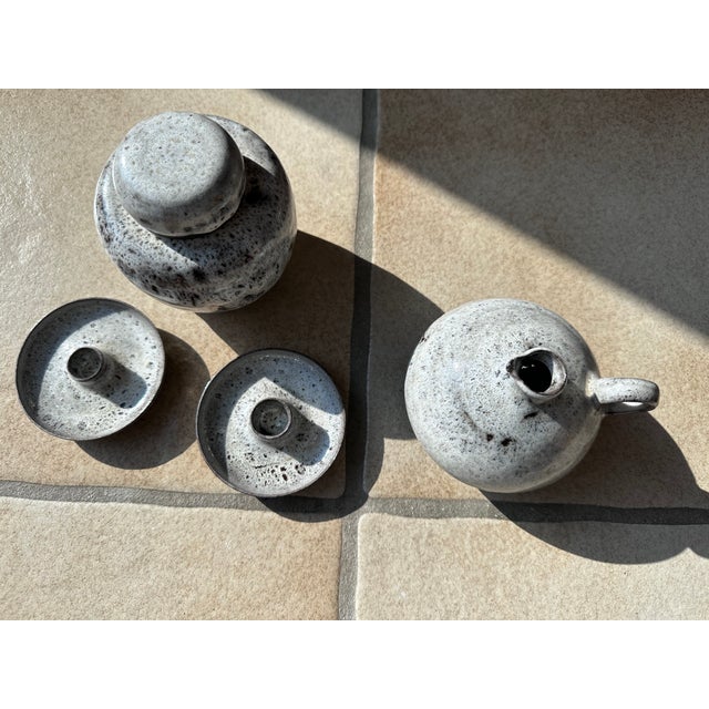 Studio Ceramics Set of Lidded Box, Handled Vase and Two Candlesticks by Serocka, Germany, 1970s, Set of 4 For Sale - Image 11 of 15