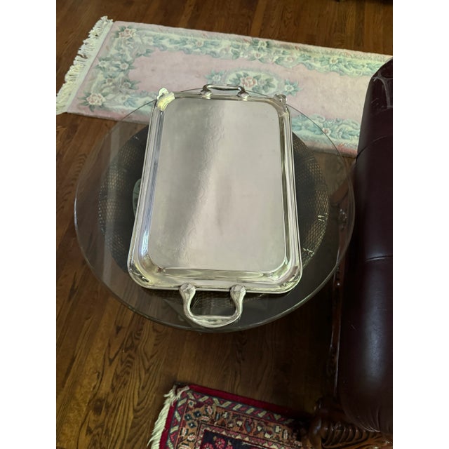Silver Vintage Footed Butler Silverplate Tray by Empress FEDERAb Silver Co. For Sale - Image 8 of 9
