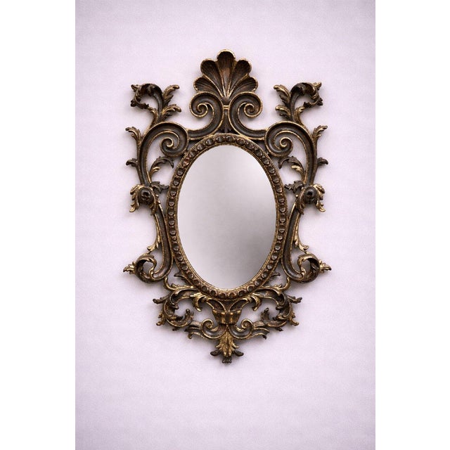 Wood Antique Louis XV Mirror with Scrolling Foliage, Shells and Leaves, 1920s For Sale - Image 7 of 8