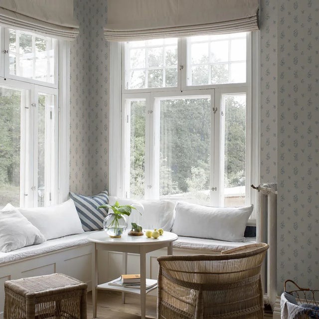 Mid-Century Modern Boråstapeter Petit Fleurs Wallpaper in Blue For Sale - Image 3 of 5