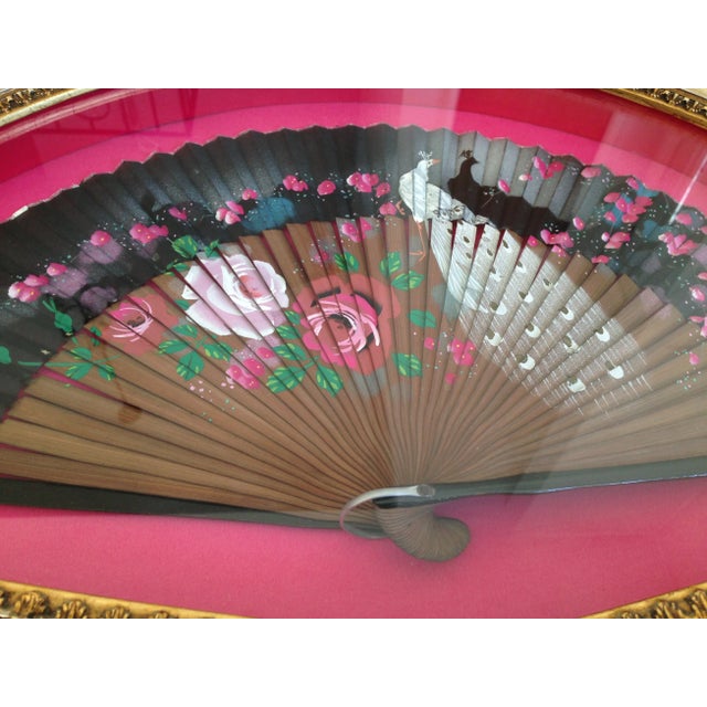 1960s Antique Shadow Box-Framed Hand Painted Fan - Spain For Sale - Image 5 of 11