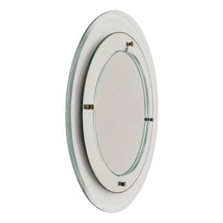 Round Mirror in Murano Glass and Brass by Max Ingrand, 1960s For Sale