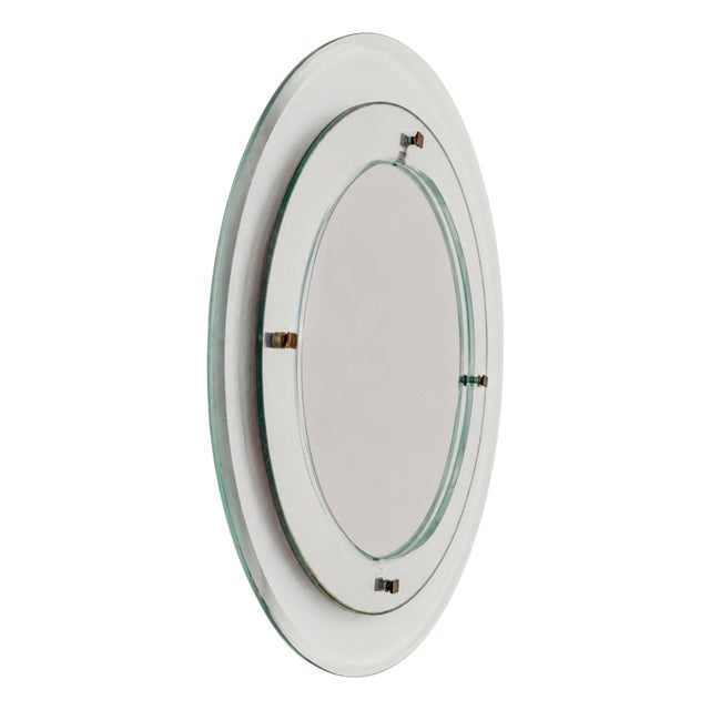 Round Mirror in Murano Glass and Brass by Max Ingrand, 1960s For Sale