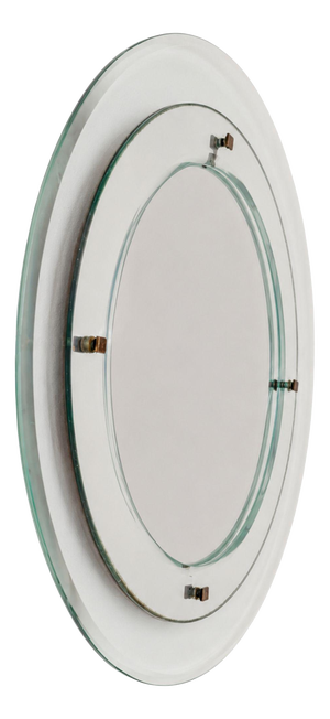 Round Mirror in Murano Glass and Brass by Max Ingrand, 1960s