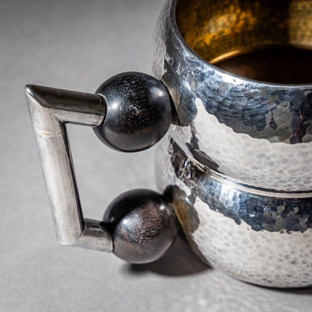 20th Century Art Deco Three-Piece Tea and Coffee Service with Hammered Surface, 1990s, Set of 3 For Sale - Image 11 of 14
