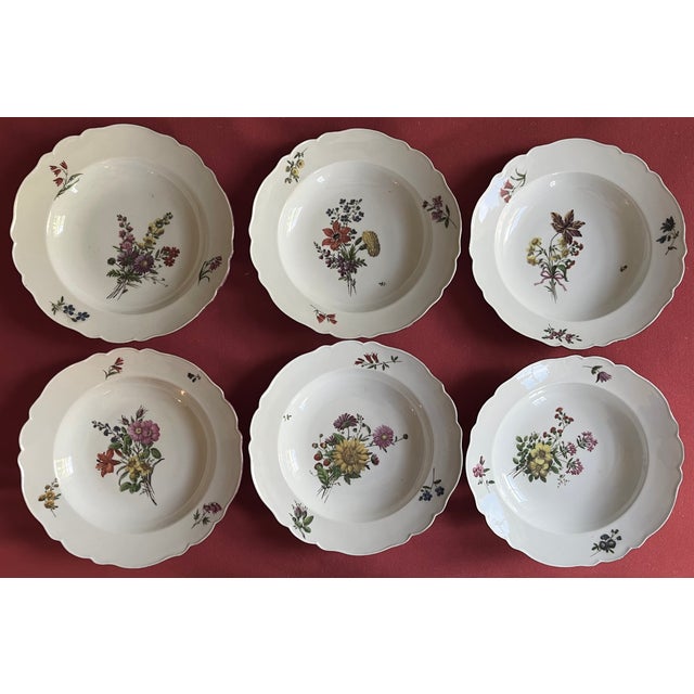 Antique Early 19th Century Italian Ginori a Doccia Porcelain Soup Bowls With Flower Decoration Circa 1815 - Set of 6 For Sale - Image 14 of 16