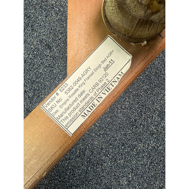 Wood Restoration Hardware French Empire Rosette Sleigh Bed - King Size For Sale - Image 7 of 11