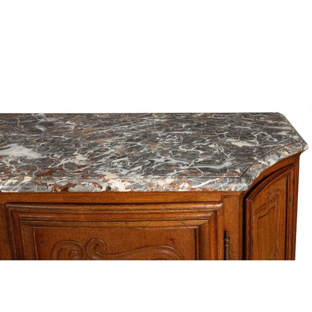 Brown French Provincial Antique Oak and Marble Buffet Sideboard Cabinet Ca. 1880 For Sale - Image 8 of 12
