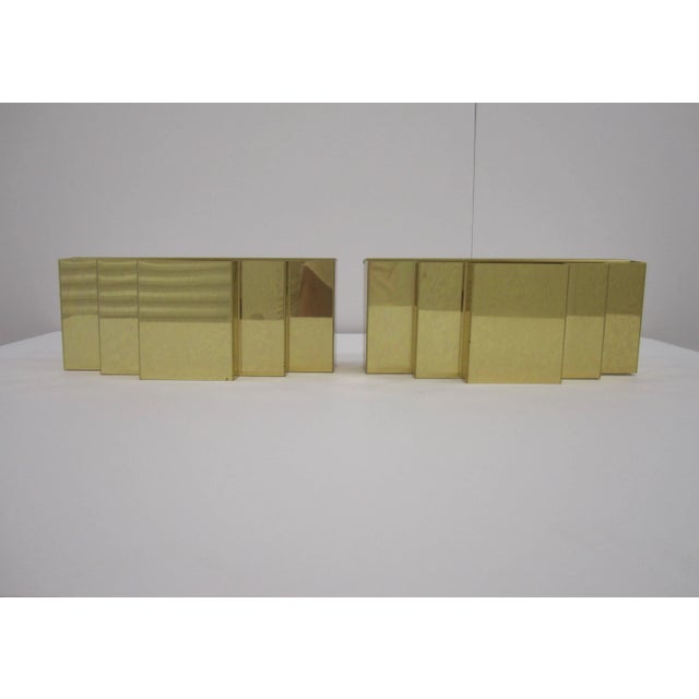 Brass Brass Wall Sconces, Art Deco Modern Style, Circa 1970s - Pair For Sale - Image 8 of 12