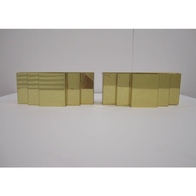Brass Modern Art Deco Style Brass Wall Sconces, Circa 1970s - Pair For Sale - Image 8 of 12