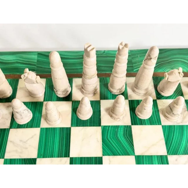 Large Early 20th Century Malachite & Carrara Marble Chess Board, 1920s For Sale - Image 12 of 13