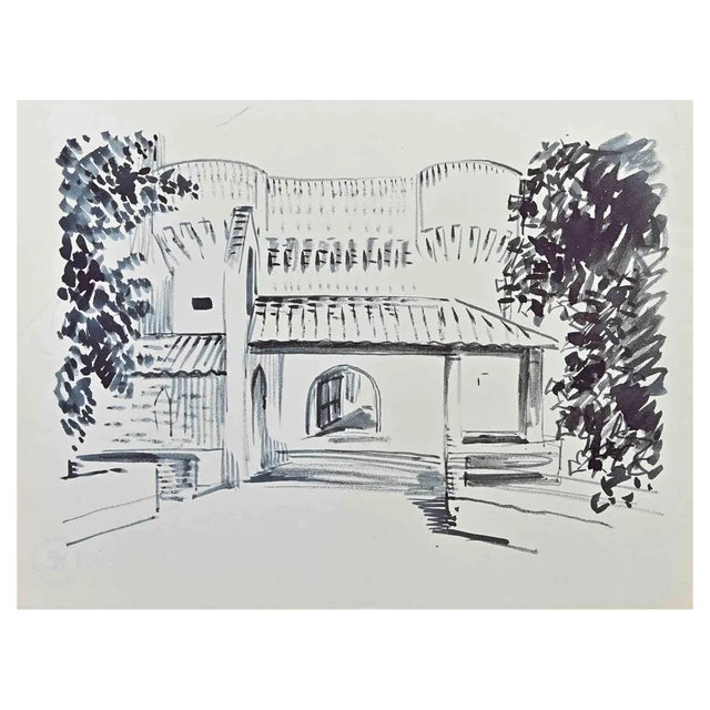 Hermann Paul, Old Building, Original Drawing, Early 20th-Century For Sale