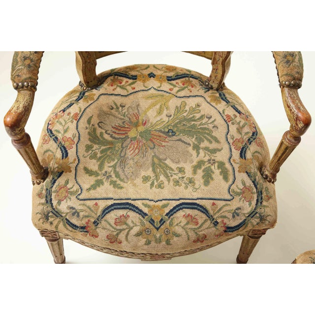 Pair of Continental Painted Armchairs With Needlework Seats For Sale In New York - Image 6 of 13