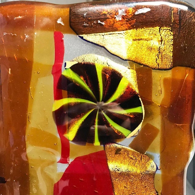 Raffael eros Murano Panneau décoratif en murano à la feuille d’or Pièce unique 1995 Certificat Parfait état 40 x 30 x 1...