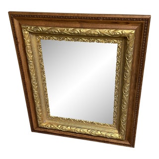 1920s Victorian Gold Gilded Framed Oak Mirror For Sale
