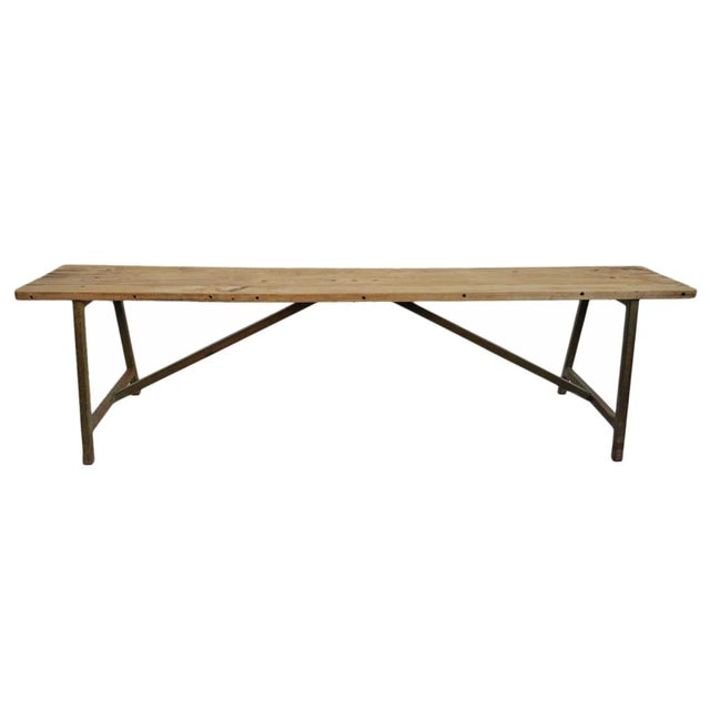 Vintage India Teak & Iron Bench For Sale - Image 4 of 8