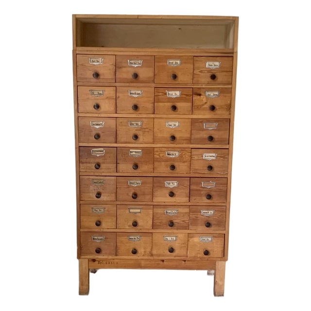 Large Danish Oak Apothecary Cabinet , 1940s For Sale