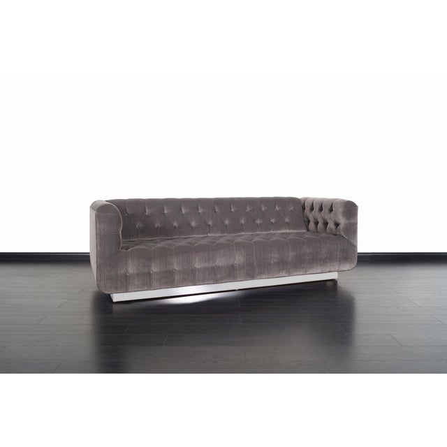 Vintage Tufted Chrome Sofa by Kasparian Chairish