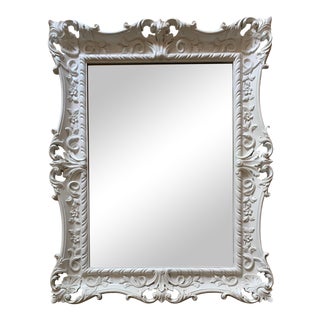 Vintage Regency Ornate White Resin Mirror For Sale