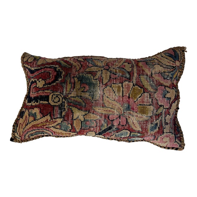 Pillow W/Antique Persian Rug Fragment, 1' X 1'5" For Sale
