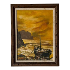Paul Ygartua Canadian ( 1945 ) Sunset Ocean Sailboat Oil Painting