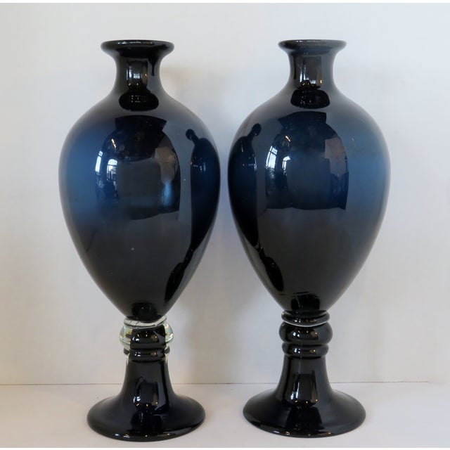 Midnight Blue Glass Urn Vases, a Pair Chairish