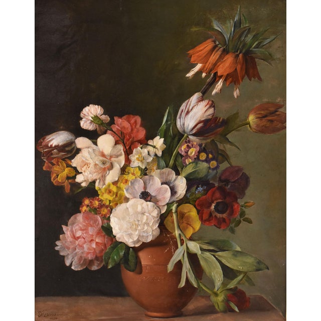 Peonies and Roses, Oil on Canvas, 19th Century, Framed For Sale - Image 3 of 14