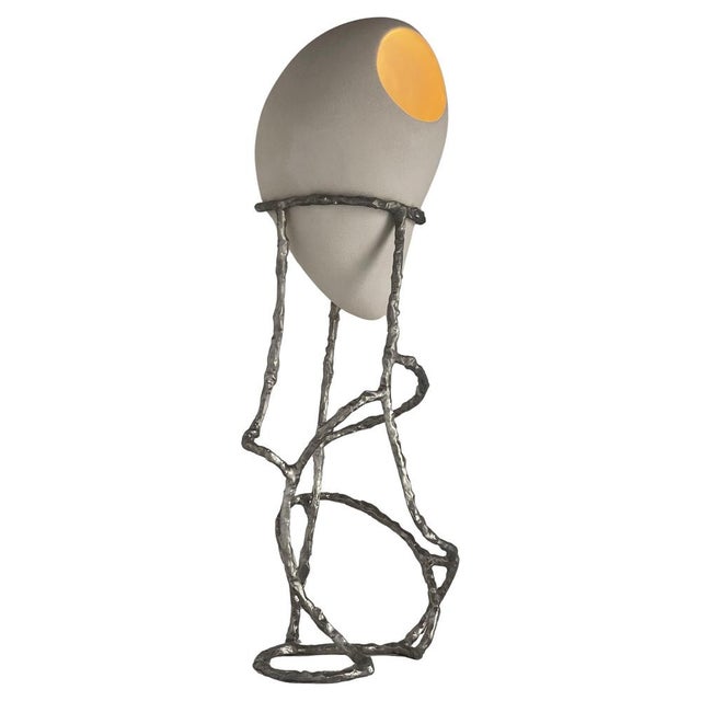 Nomad III:01 Table Lamp in White Sand Stoneware and Aluminum by Sofia Karnukaeva For Sale - Image 9 of 9