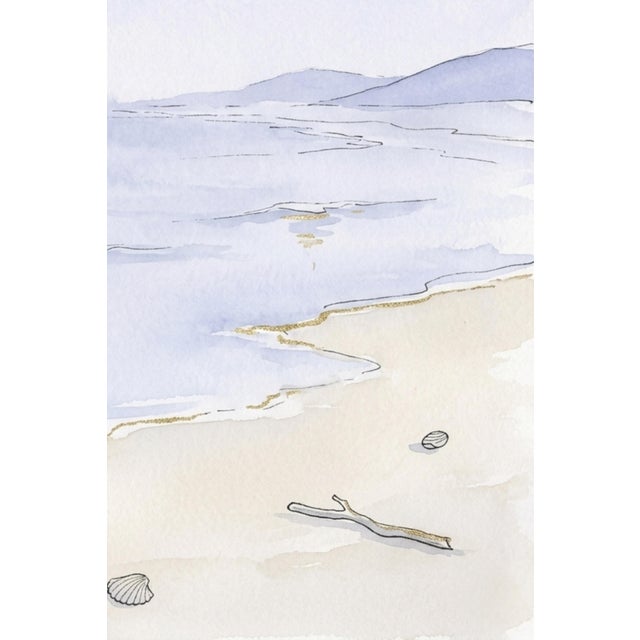 Blue Coastal Shoreline Wall Art, Pastel Beach Seascape Print, Minimalist Ocean Art Print, 24″ × 36″ For Sale - Image 8 of 9