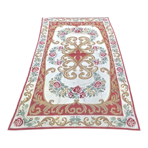 Antique Portuguese Floral Needlepoint Tapestry