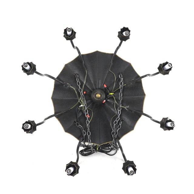 Vintage Handmade Iron Black and Gold 8-Light Chandelier For Sale - Image 10 of 11