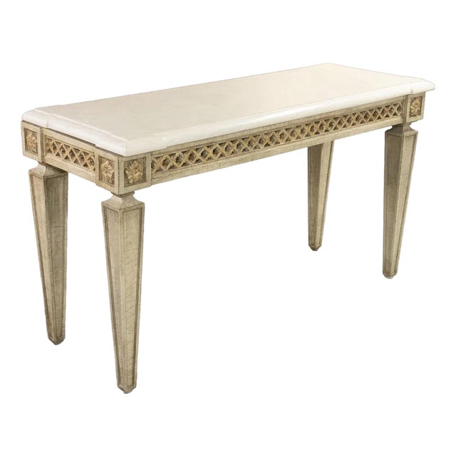 Panache for Michael Taylor Designs Trellage Marble Top Console Table For Sale