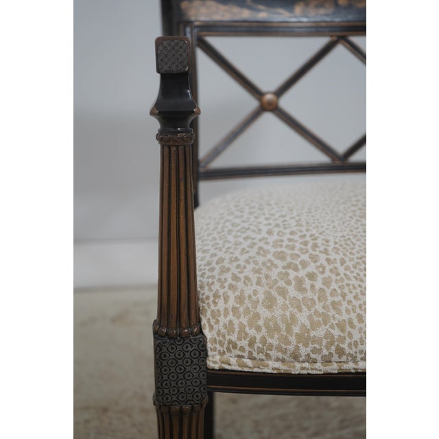 Interior Crafts Black & Gold Chinoiserie Arm Chair For Sale - Image 16 of 18