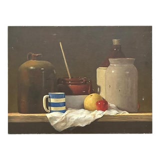 Vintage Boho 1970s Original Still Life Oil Painting on Canvas For Sale