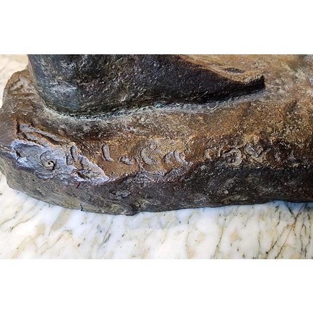 Early 20th Century Patinated Bronze Sculpture of a Man Washing Himself Over a Bucket by Carlos De La Cárcova, Argentina For Sale - Image 11 of 11