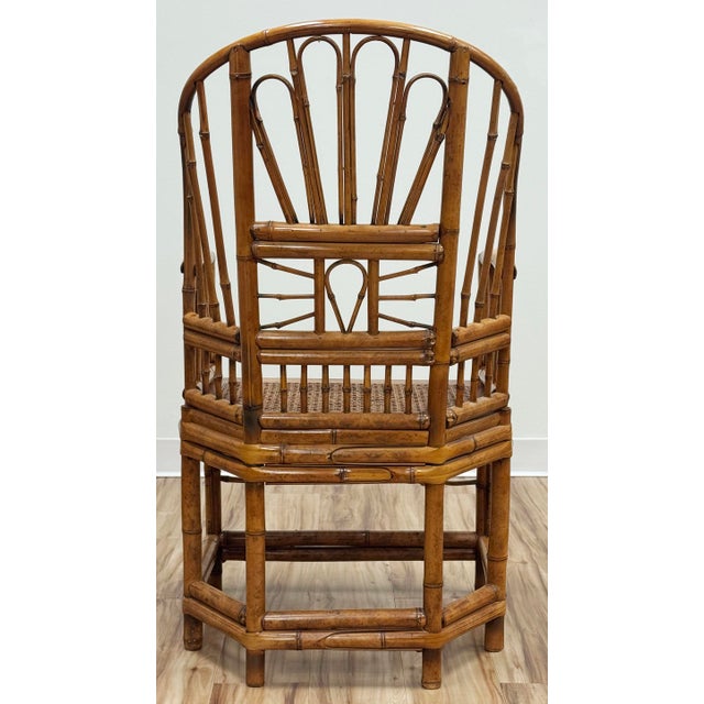 Vintage Brighton Pavilion Style Burnt Bamboo Chair For Sale In Kansas City - Image 6 of 13