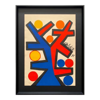 Alexander Calder Vintage 1972 Mid Century Modernist " Asymmetry " Framed Large Fine Art Lithograph Print For Sale