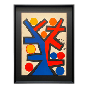 Alexander Calder Vintage 1972 Mid Century Modernist " Asymmetry " Framed Large Fine Art Lithograph Print