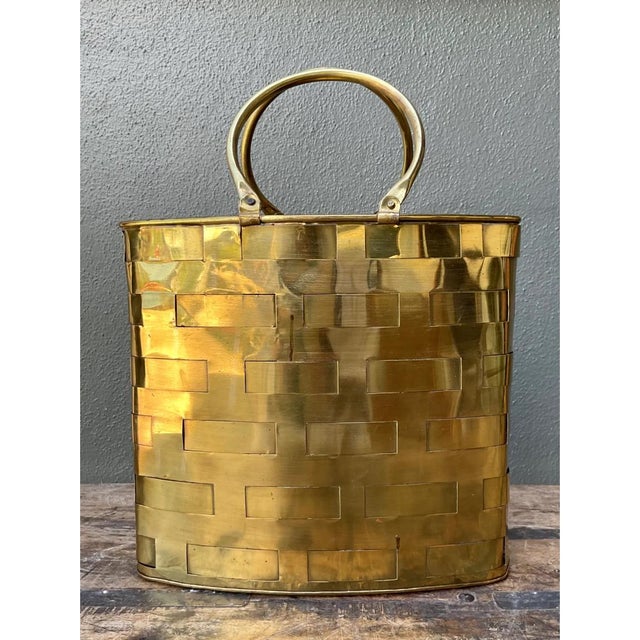 Metal Vintage Brass Woven Bag For Sale - Image 7 of 12