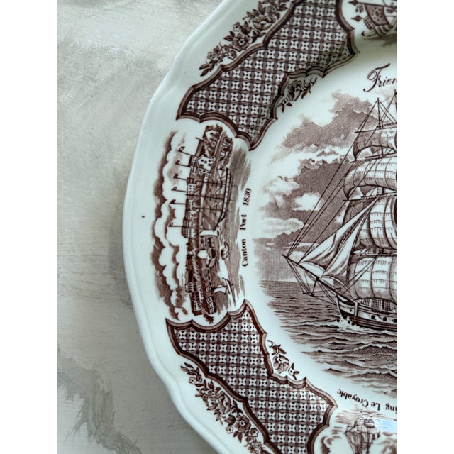 American Vintage English Brown Transferware Plates by Alfred Meakin in Fairwinds Pattern - Set of 6 For Sale - Image 3 of 10