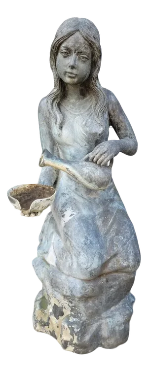 Antique Bronze Fountain Statue of Woman with Water Jug