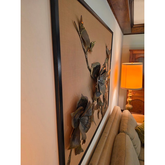 Mid 20th Century Brutalist Floral Brass Wall Sculpture For Sale - Image 15 of 16