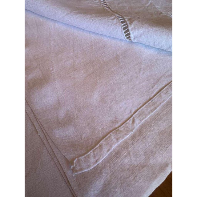 Antique French Linen Sheet With Ladder Stitch Af Monogram White Trousseau Sheet Romantic French Bedding the Paris Apartment For Sale In Philadelphia - Image 6 of 10