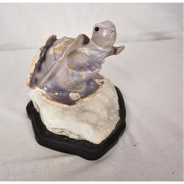 Contemporary Amethyst Stone Carving Turtle Remerging From Egg For Sale - Image 4 of 8